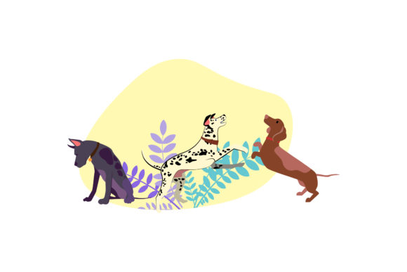 3 Dogs Family Illustrations Asset