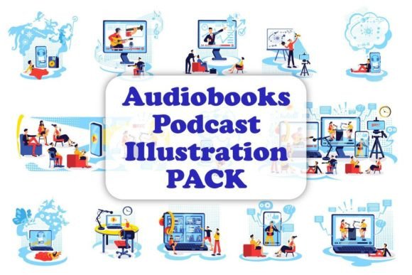 Audiobooks Podcast Vector Illustrations: Graphics for Modern Branding