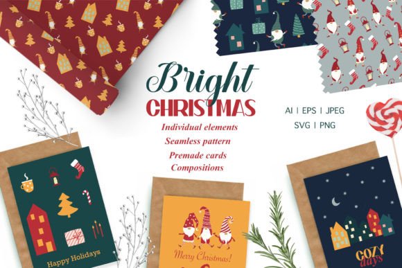 Bright Christmas Gnomes Illustrations: A Publisher's Review of a Graphic Asset
