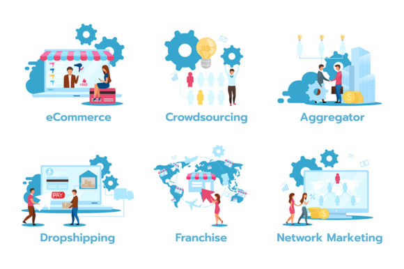 Business Model Vector Graphics & Illustrations Set