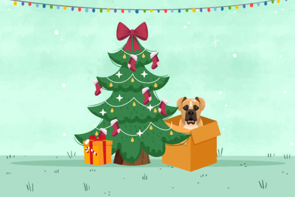 Christmas Dog Illustrations Graphics for Content Publishing