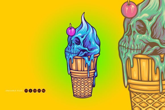 Cute Skull Ice Cream Cone Illustrations & Graphics Review