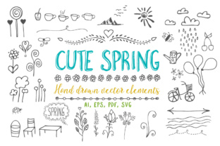 Cute Spring Vector Illustrations for Brand Graphics and Design