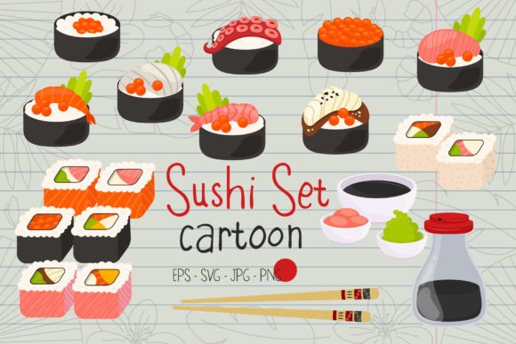 Cute Sushi Roll Illustrations: Graphics & Branding Review