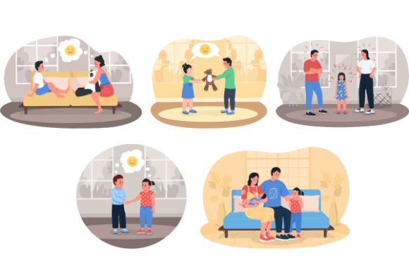 Family Conflict Illustrations for Brand Graphics