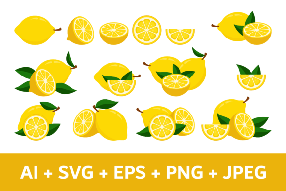 Fresh Lemon Set Illustrations for Graphics & Design
