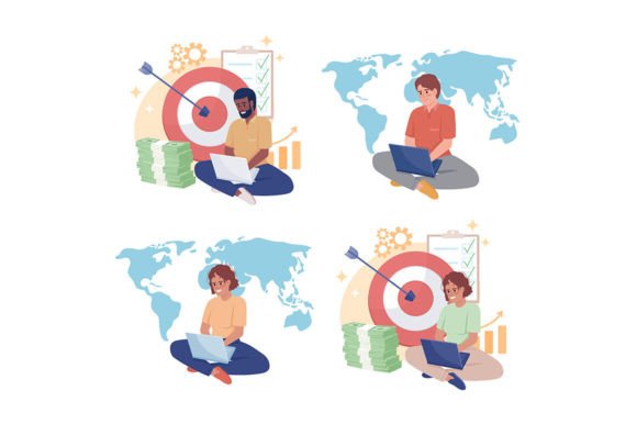 International Worker Flat Illustrations for Branding