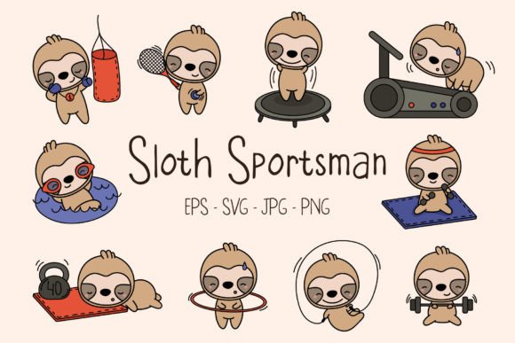 Kawaii Sloth Sportsman Graphics & Illustrations Review