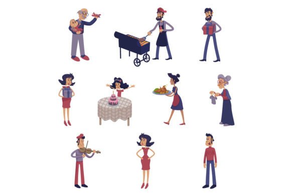 People in Action Cartoon Illustrations & Graphics Review