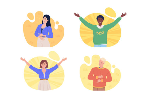Positive Emotions Illustrations Set for Graphics and Illustrations