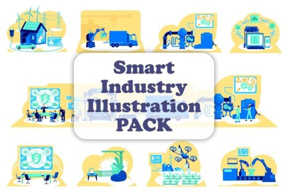 Production Process Vector Illustrations for Graphics & Editorial Design
