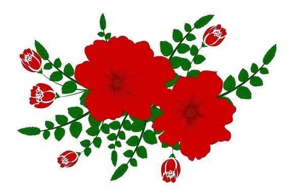 Red and Green Flower Illustrations: Graphics for Crafters