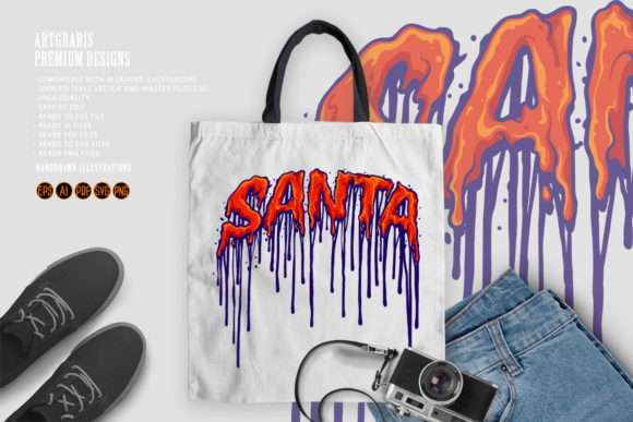 Santa Typefae Melting Illustrations: A Playful Graphics Set for Branding