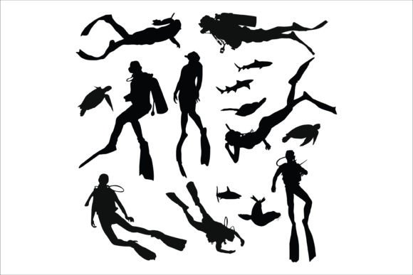 Scuba Diving Silhouette Illustrations and Graphics Review