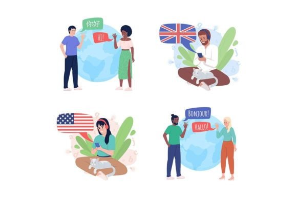 Tandem Language Learning Illustrations Graphics Review