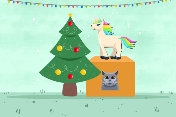 Unicorn Cat Christmas Illustrations: Graphics & Illustrations for Publishers