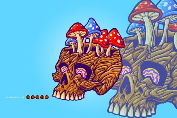 Wood Skull Mushrooms Fungu Illustrations Graphics Review